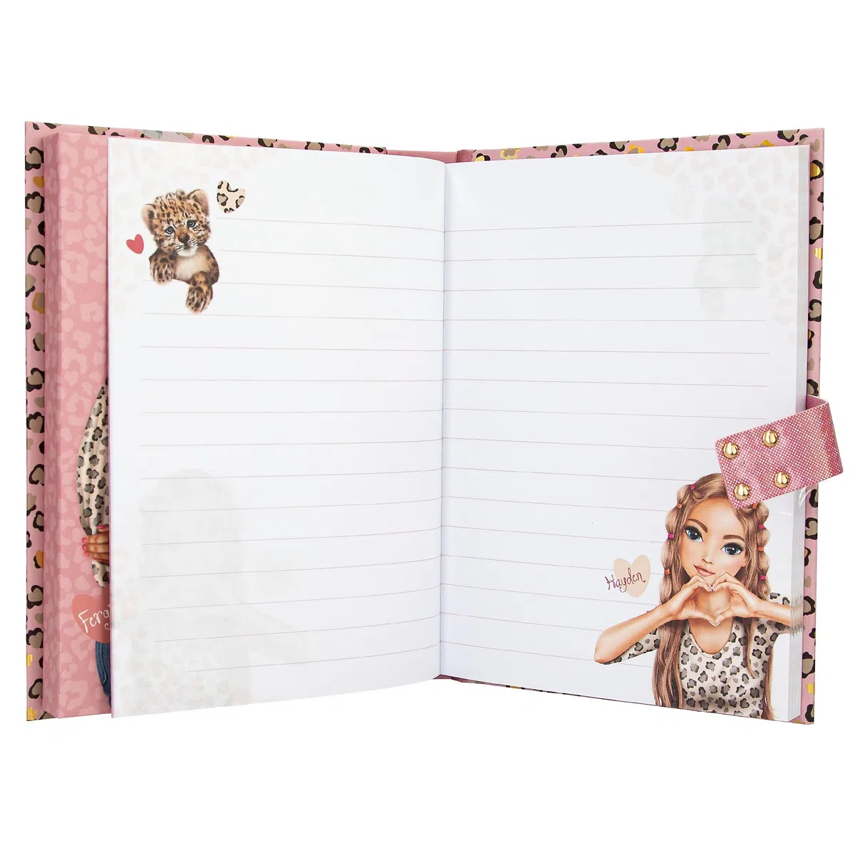 Depesche 13941 TOPModel Leoheart - Diario con codice Segreto sonoro in Rosa, con Motivo Modello, Motivo Leo e Oro, Incluse 80 Pagine Finemente Foderate e illustrate a Colori