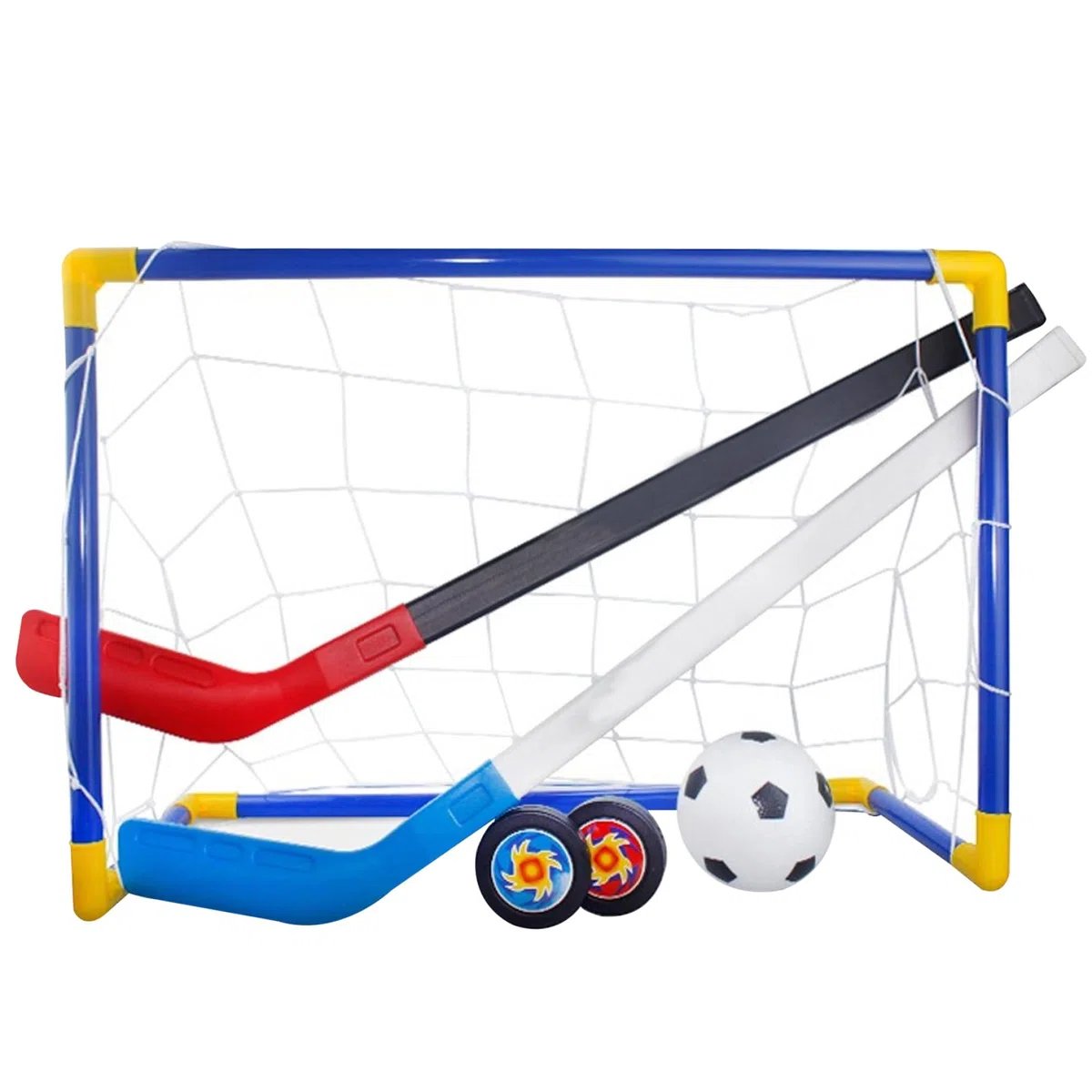 Mini Set da Calcio per Hockey, 2 in 1 con Pompa a Sfera con Bastoncini per Rete per Giochi per Bambini all'aperto