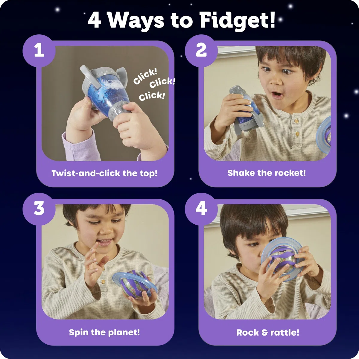 Learning Resources Soothing Space Fidget Set LER5580, da 3 Anni, Giocattoli Sensoriali Spaziali, Effetto Luminoso, Antistress