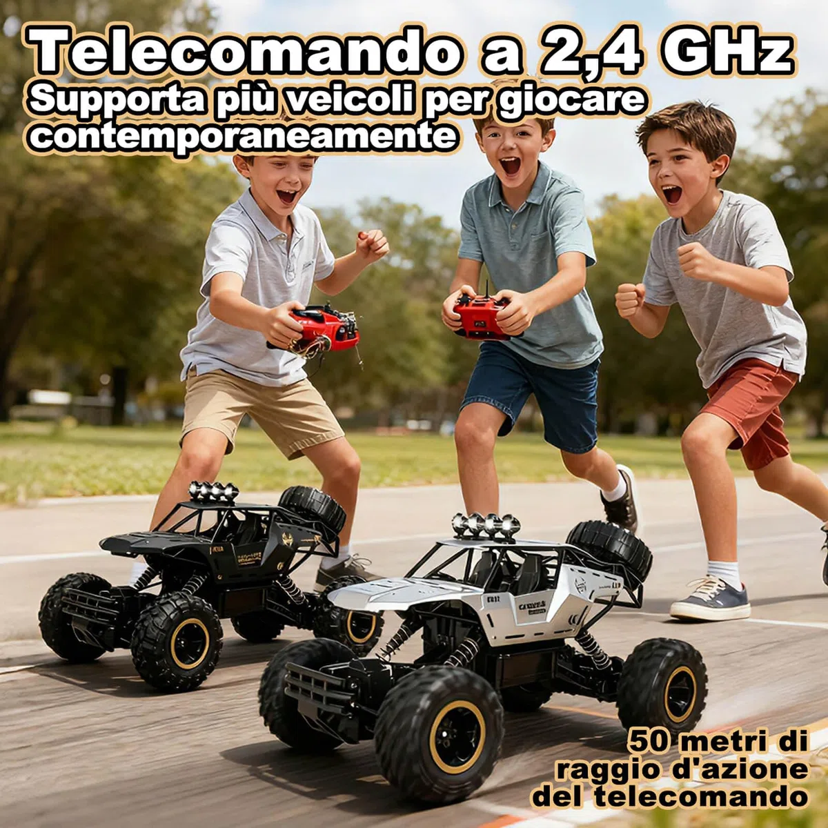 Jiakora 1:12 Grande Macchina Telecomandata, 2.4GHz RC Car Giocattolo Off-road, Auto Telecomandata 4x4 Con Luci LED, Monster Truck, 2 Batterie, Macchina Telecomandata Per Bambini Regalo Bambino Maschio