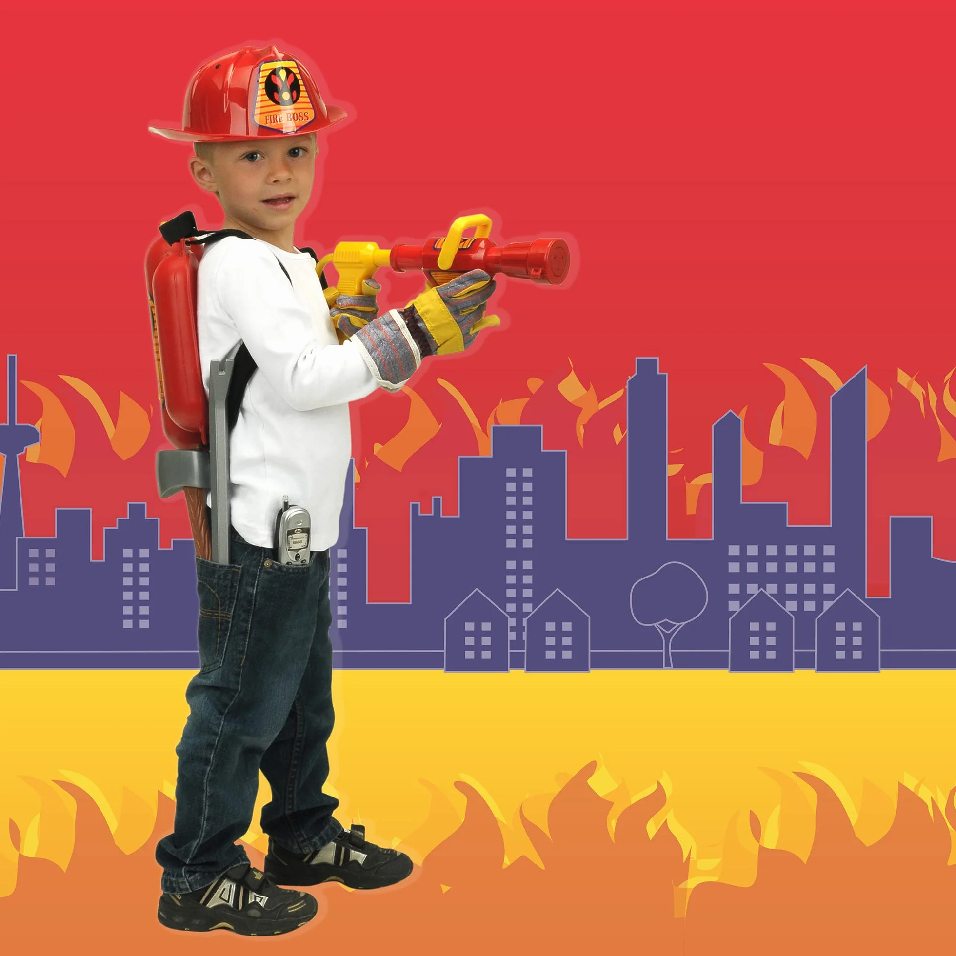 Theo Klein 8950 Set da Pompiere, 7 Pezzi, Include estintore con Funzione Spray, megafono, Torcia e Molto Altro, I Dimensioni- 40 cm x 32 cm x 9,5 cm I Giocattoli per Bambini dai 3 Anni in su
