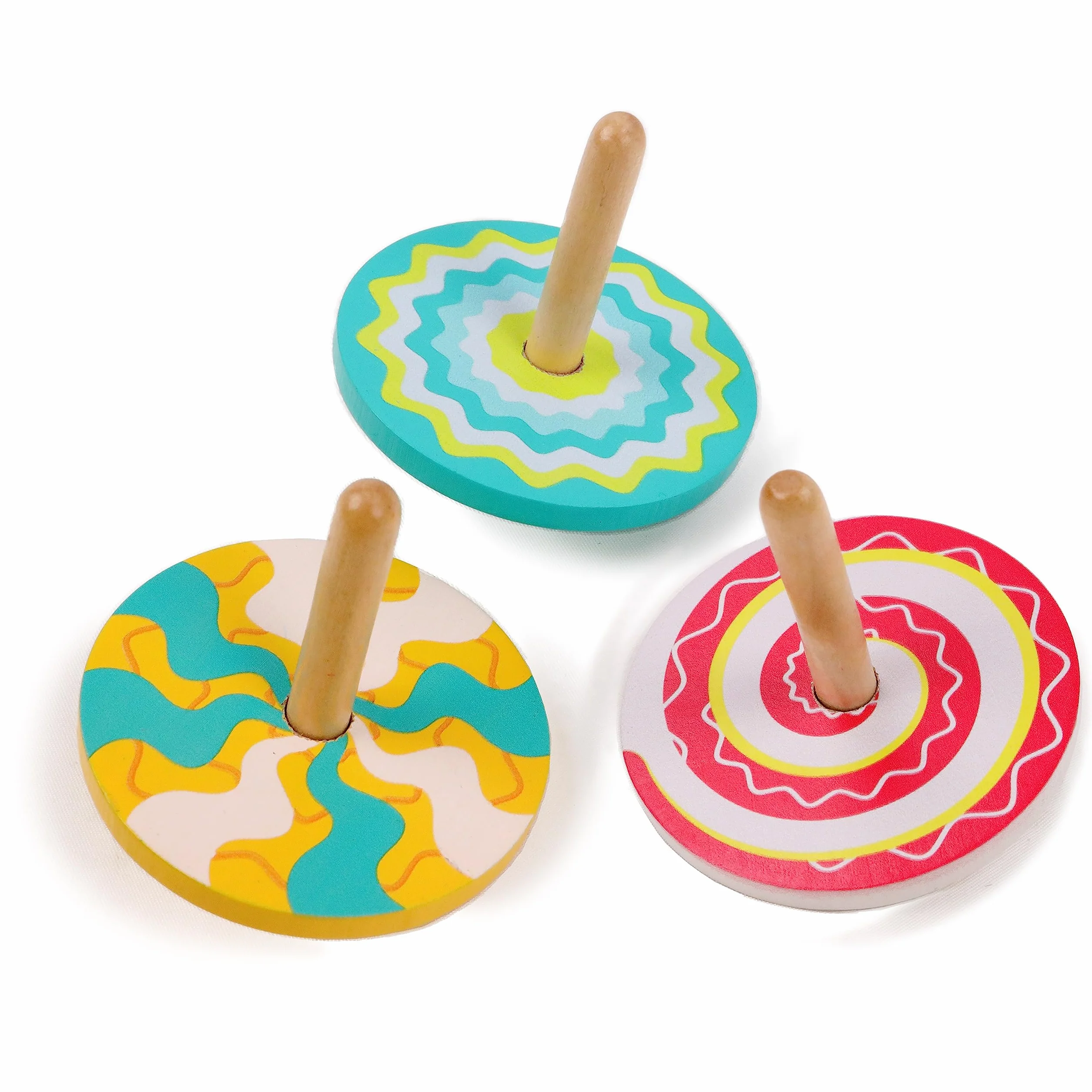 Confezione da 24 trottola caleidoscopio-FSC-030146PA-24 pezzi-Multicolore-Legno-Gioco per bambini-Ricreazione-Festa di paese-Da collezionare-6 cm x 6 cm-A partire dai 3 anni, 030146PA