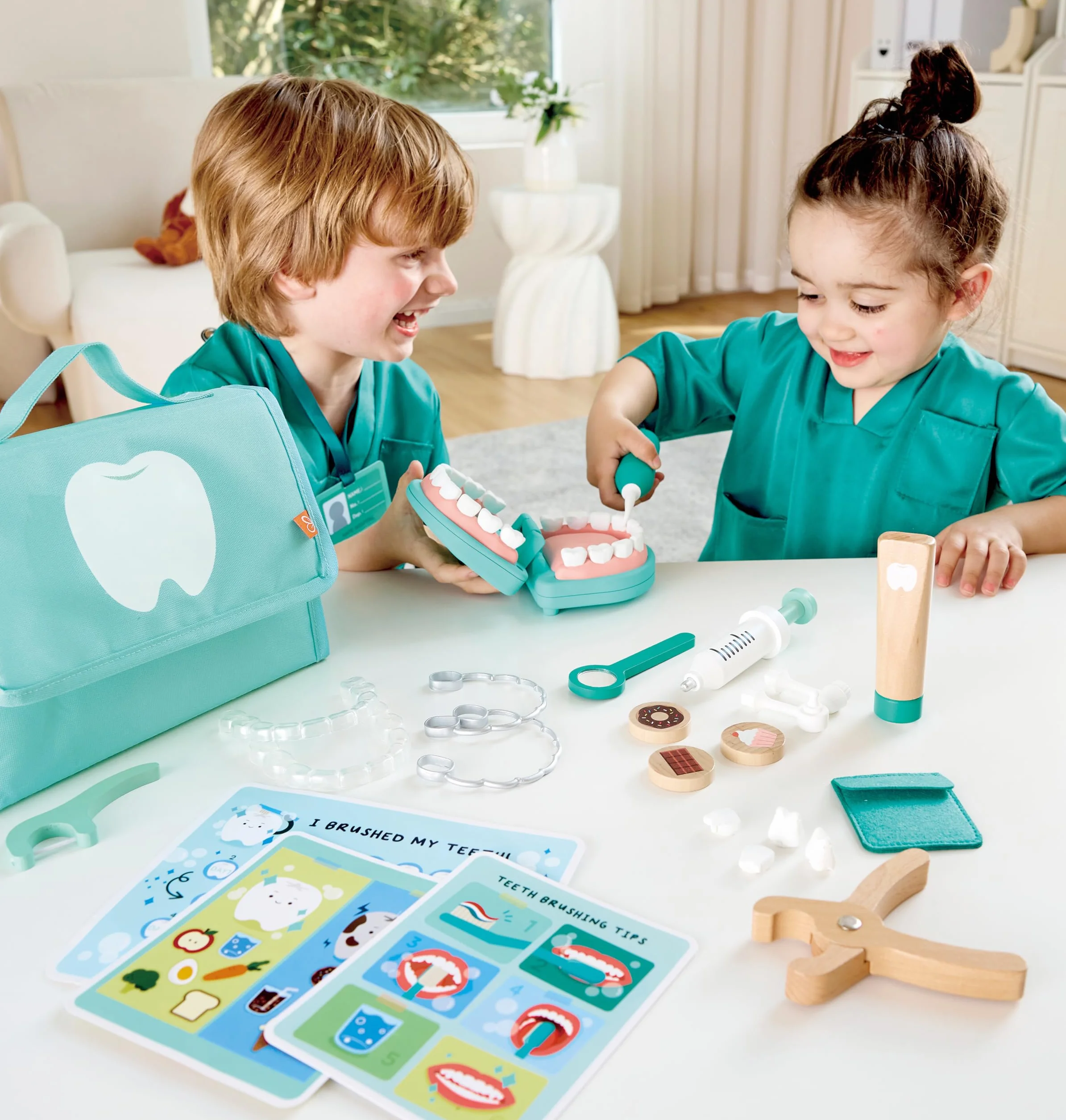 Hape Kit Dentista, Set da Gioco di Ruolo per Bambini, Gioco educativo con Strumenti realistici