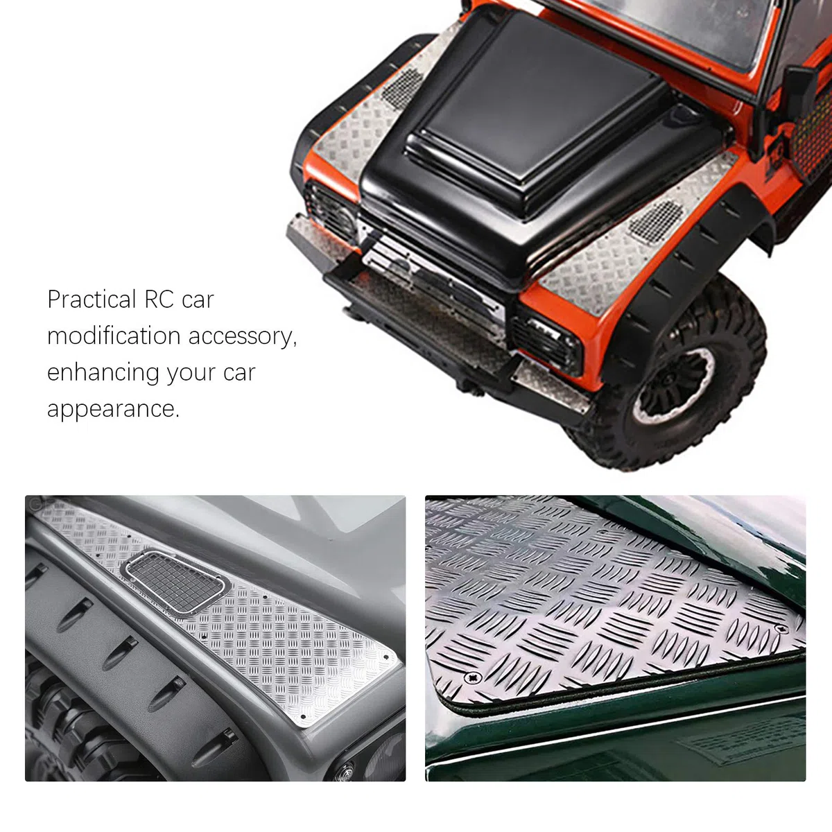 Accessorio per Simulazione di Lati con Piastra paramotore in Metallo in Scala 1/10 Adatto per modellini di Automobili RC