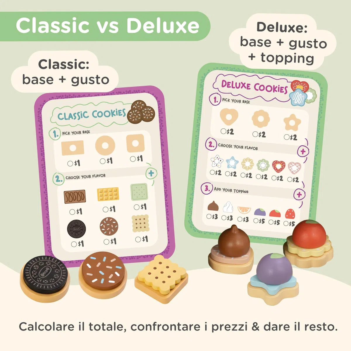 Nene Toys Pasticceria di Biscotti in Legno per Bambini 3+ Anni – Set Completo con Mini Forno, Menù & Soldi Finti – Gioco di Ruolo Educativo & Primi Calcoli – Regalo 3–6 Anni