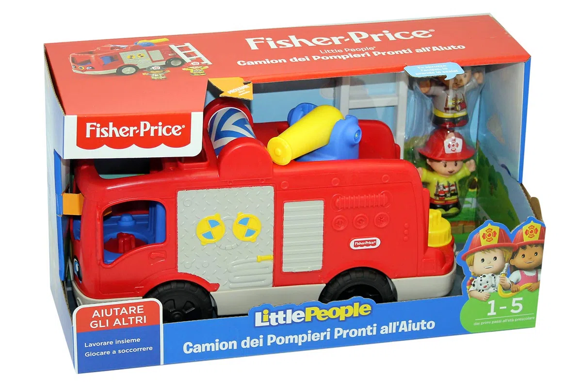 Fisher-Price Little People - Camion dei Pompieri, Playset Veicolo con Luci, Canzoncine e Frasi, Include Due Personaggi, Una Scala Ed Elementi Girevoli, Giocattolo per Bambini, 1+ Anni, Fpv32