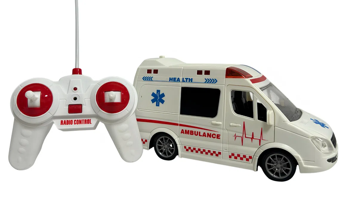 Ambulanza Telecomandata per Bambini Ambulanza Giocattolo con Luci Suoni Sirene Porte Apribili Autoambulanza Grande Scala 1:16 RadioComando Pronto Soccorso Suoni Luci Led Movimento Veicolo Soccorso (A)