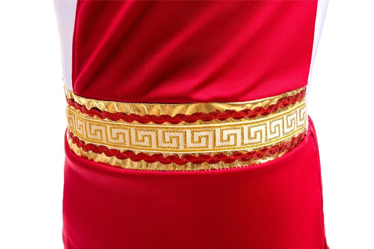 Lito Angels Vestito Costume Antica Dea Romana Greca Mitologia Principessa con Corona Alloro Dorata per Bambina, Bianco Rosso