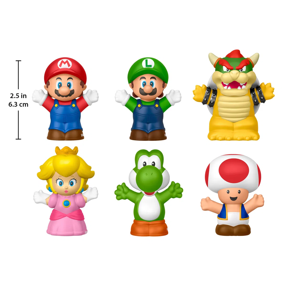 Fisher-Price Little People - My Mario, set con 6 personaggi dal mondo di Super Mario, include Mario, Luigi, Principessa Peach, Toad, Yoshi e Bowser, giocattolo per bambini, 1+ anni, JHG63