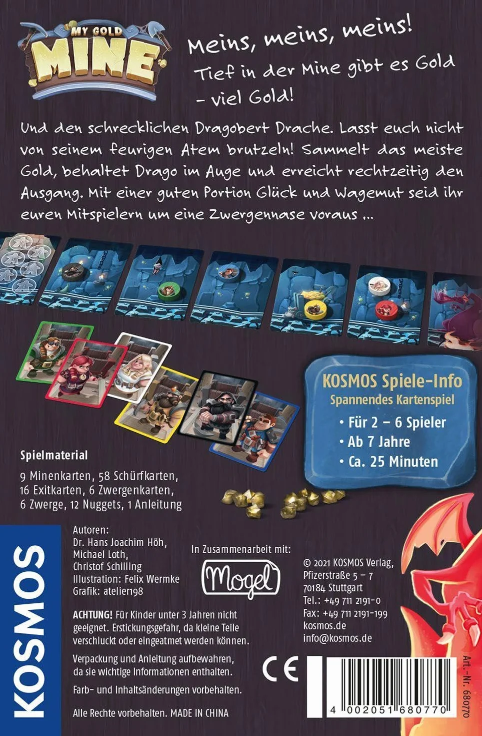 Kosmos 680770 My Gold Mine, emozionante Gioco di Carte per 2-6 Giocatori dai 7 Anni in su, in Pratica Scatola Magnetica Open & Play, Gioco da Viaggio, Piccolo Regalo per Bambini e Adulti, Gioco di