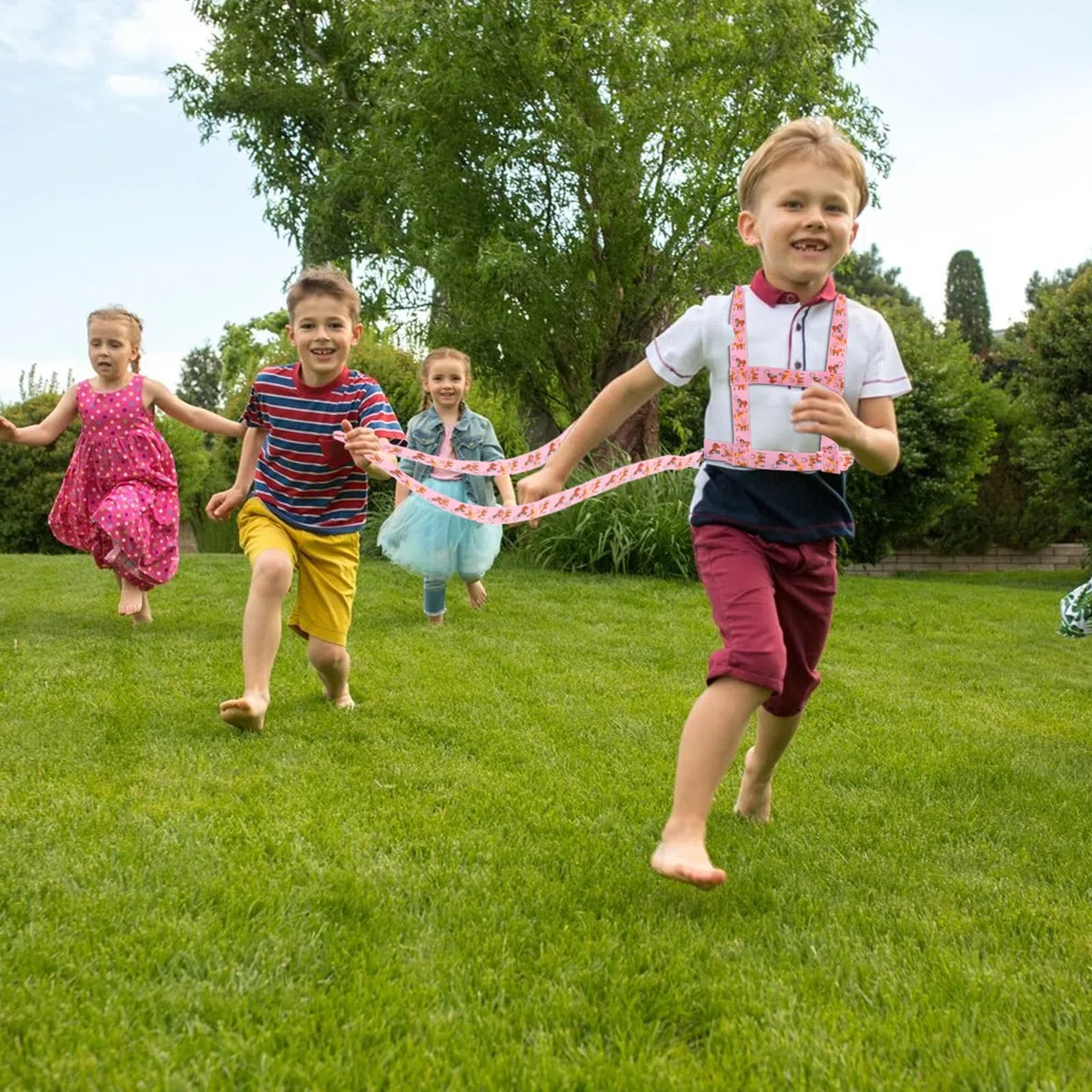 Guinzaglio per cavalli rosa, per giocare per bambini, misura regolabile, favorisce il movimento e la fantasia