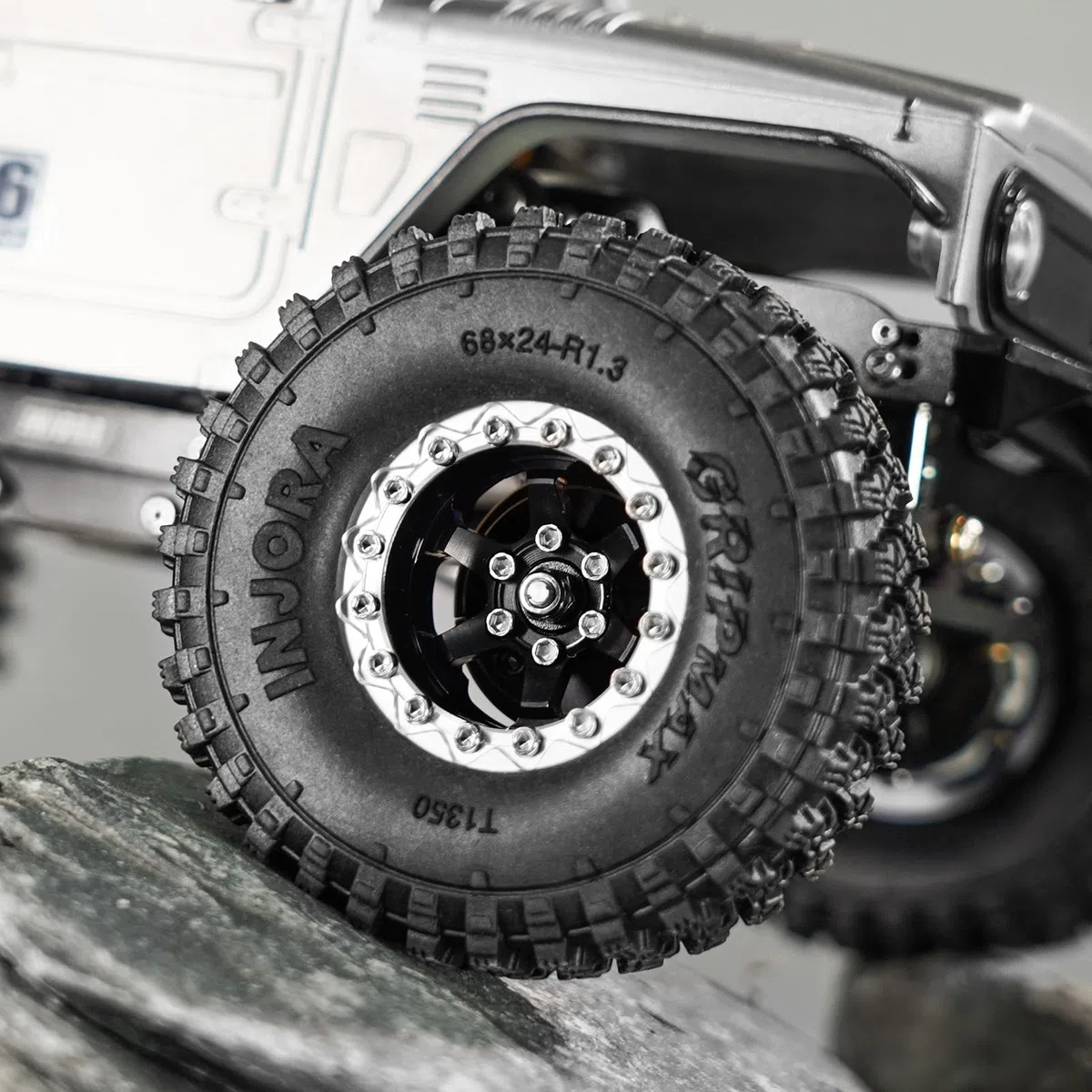 INJORA Cerchi Beadlock 1.3" in Alluminio Offset Negativo -5.25mm per SCX24 TRX4M 1/24 1/18 RC Crawler