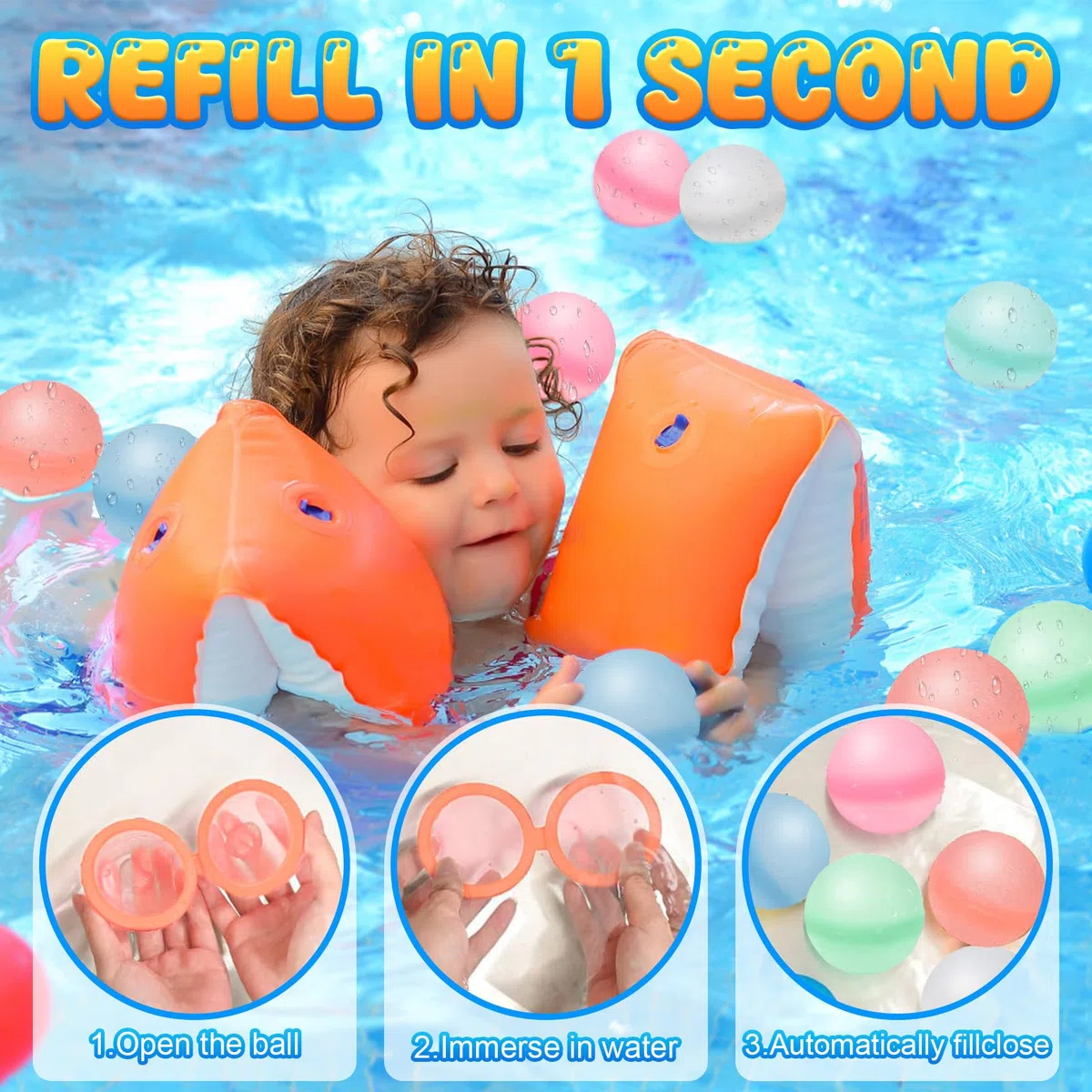 Palloncini ad acqua riutilizzabili, 2026 Nue 30 pezzi bombe ad acqua con chiusura automatica con tasca a rete, palloncini ad acqua,palloncini ricaricabili in silicone (30)