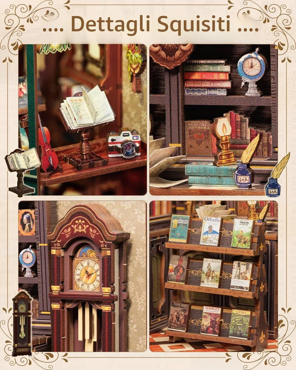 CUTEBEE Book Nook Kit: Set Creativo Casetta Fai da Te, Modello in Scala per Appassionati, Donne/Ragazzi/Amanti Libri (OWL Bookstore)