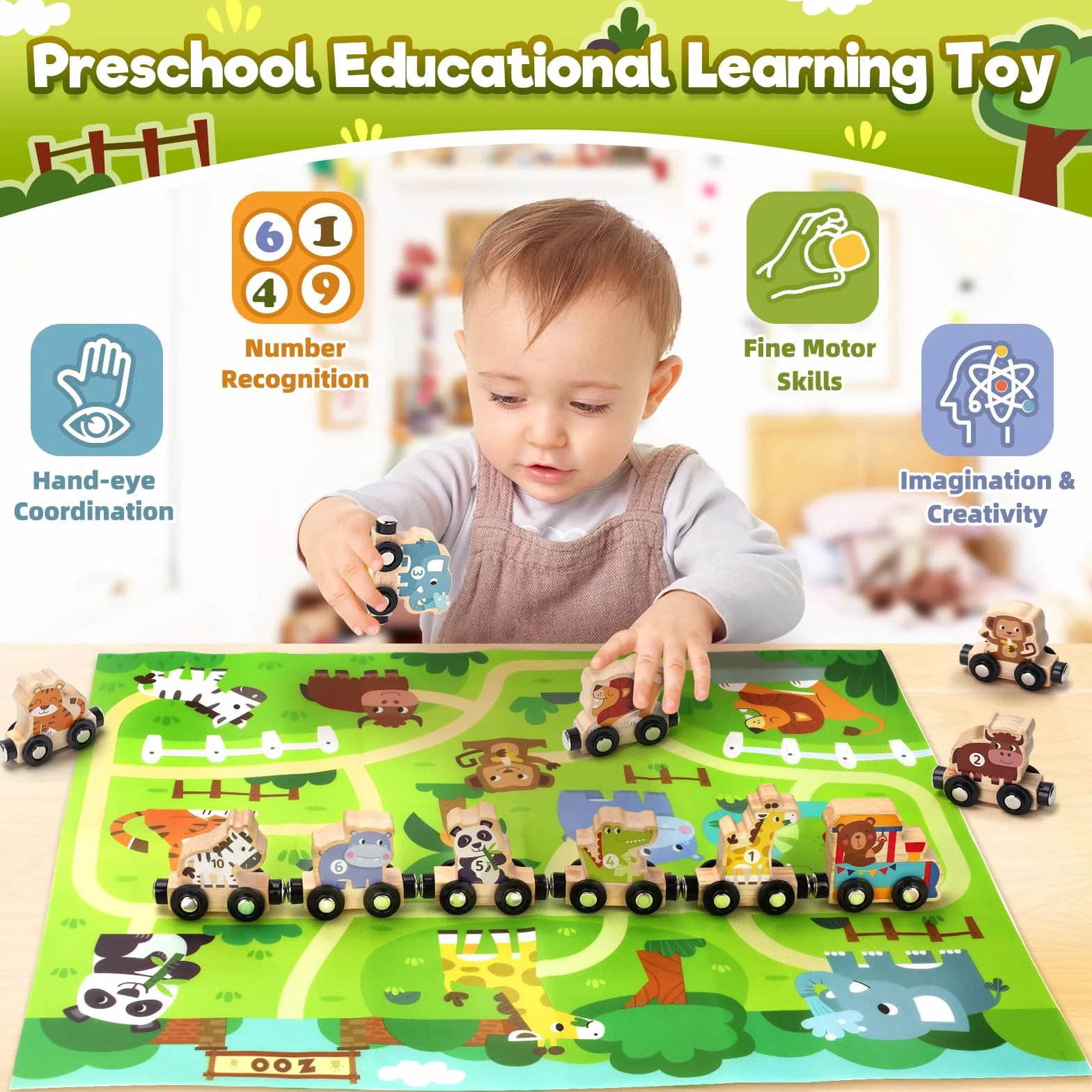 Montessori 1 2 3 Anni, Regalo Bambino 1 Anno Gioco Bambino 2 Anni Giochi Educativi regalo per bambino e bambina 2-3-4 anni giocattolo per bambini trenino magnetico giocattolo in legno 2-3 anni