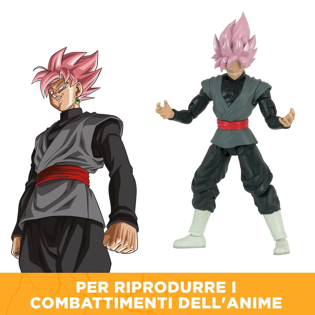 Dragon Ball Super Bandai Action Figure Dragon Stars Super Saiyan Rosé Goku Black 17 cm - Personaggio articolato con accessori - Licenza ufficiale Dragon Ball - Giocattolo dai 4 anni in su - 35866