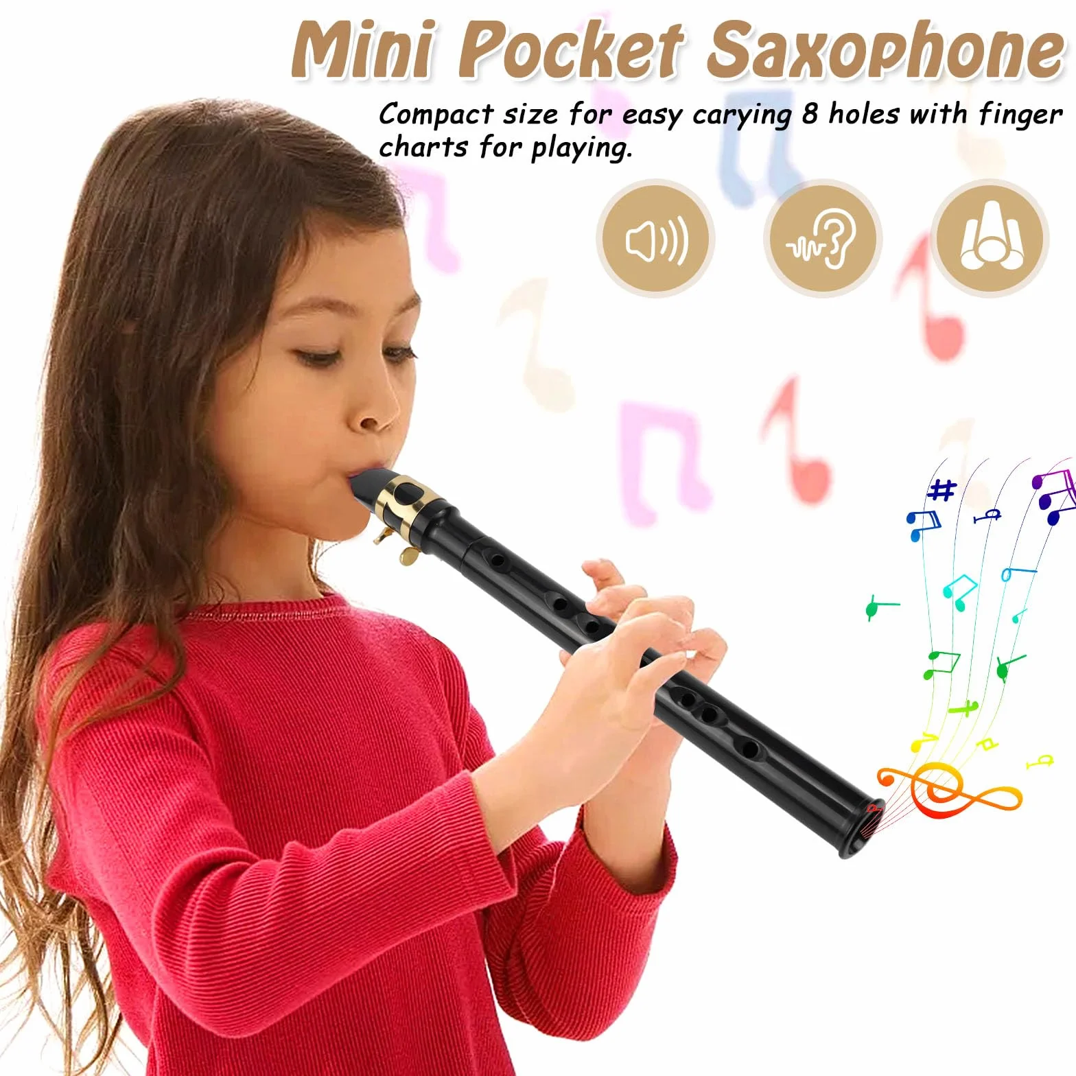 Mini Saxophon Spielbar Tragbares Instrumente Taschensaxophon Schwarz Pocket Saxophone Kit mit Saxophon Blätter Mundstück Tragetasche Zahnpolster Grifftabelle für Erwachsene Kinder Anfänger