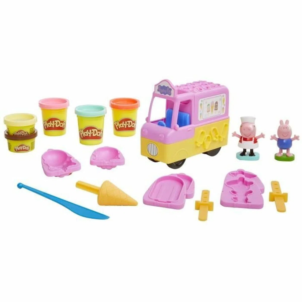 Play-Doh, playset Il gelato di Peppa con camioncino dei gelati, action figure di Peppa e George e 5 vasetti