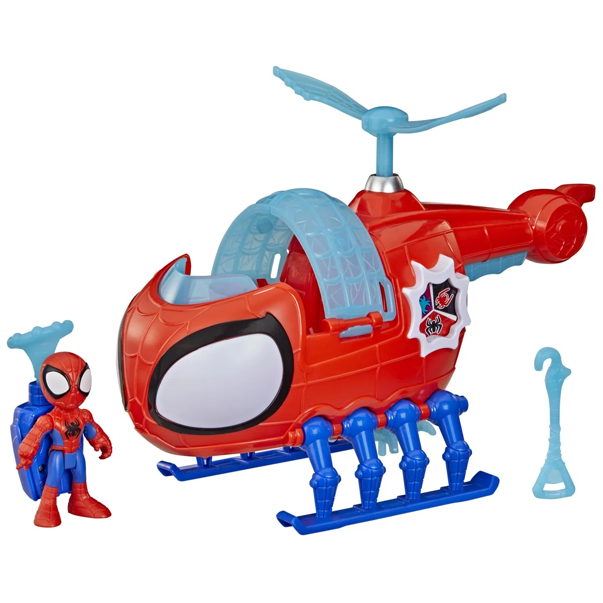 Hasbro Marvel Spidey e i suoi fantastici amici, Spidey Team con elicottero, action figure da 7,6 cm e veicolo giocattolo con proiettile, giocattoli supereroi, da 3 anni in su