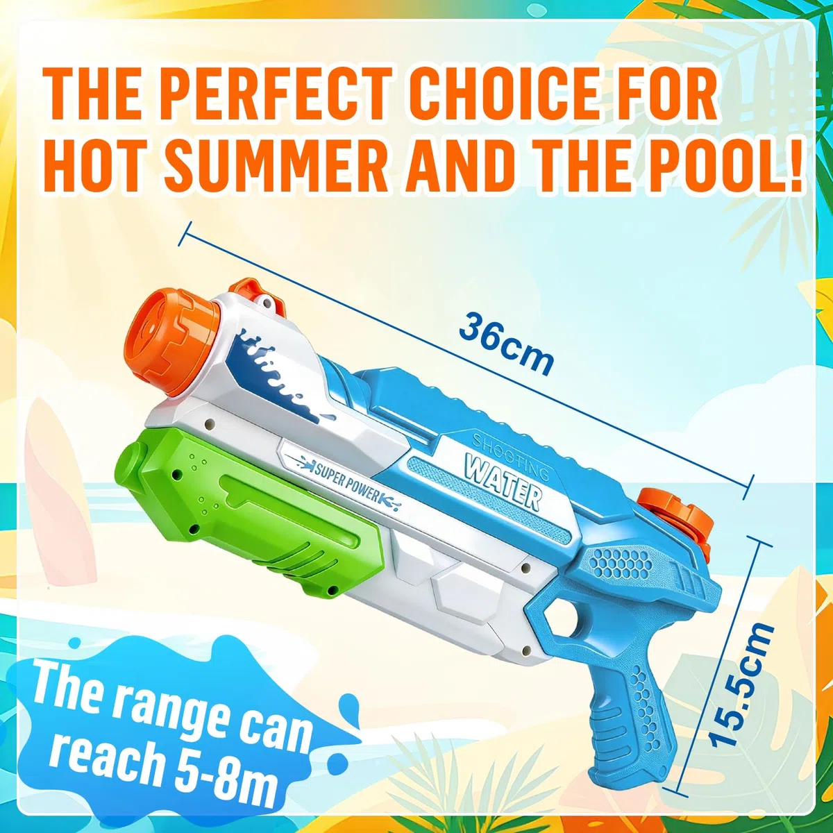 Pistola ad Acqua - Pistole ad Acqua Potente per Bambini Adulti, Fucile ad Acqua Water Gun Idee Regalo per Feste in Piscina e Attività All'aperto, Blu