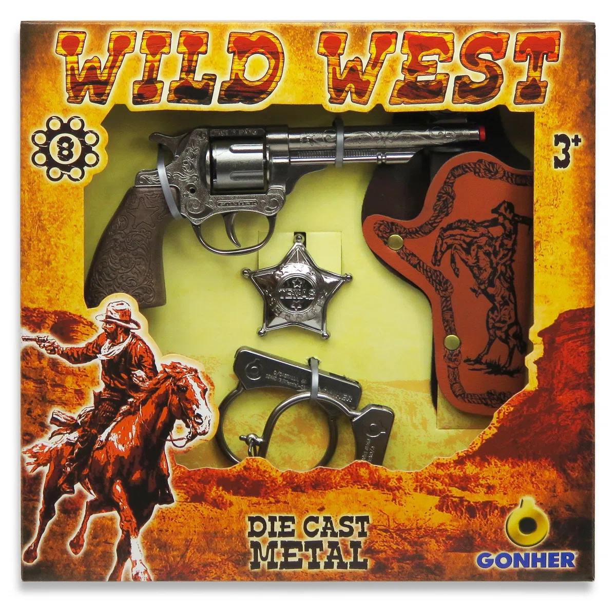 Gonher - Set da Cowboy del Selvaggio West, Revolver a 8 Colpi (157/0)