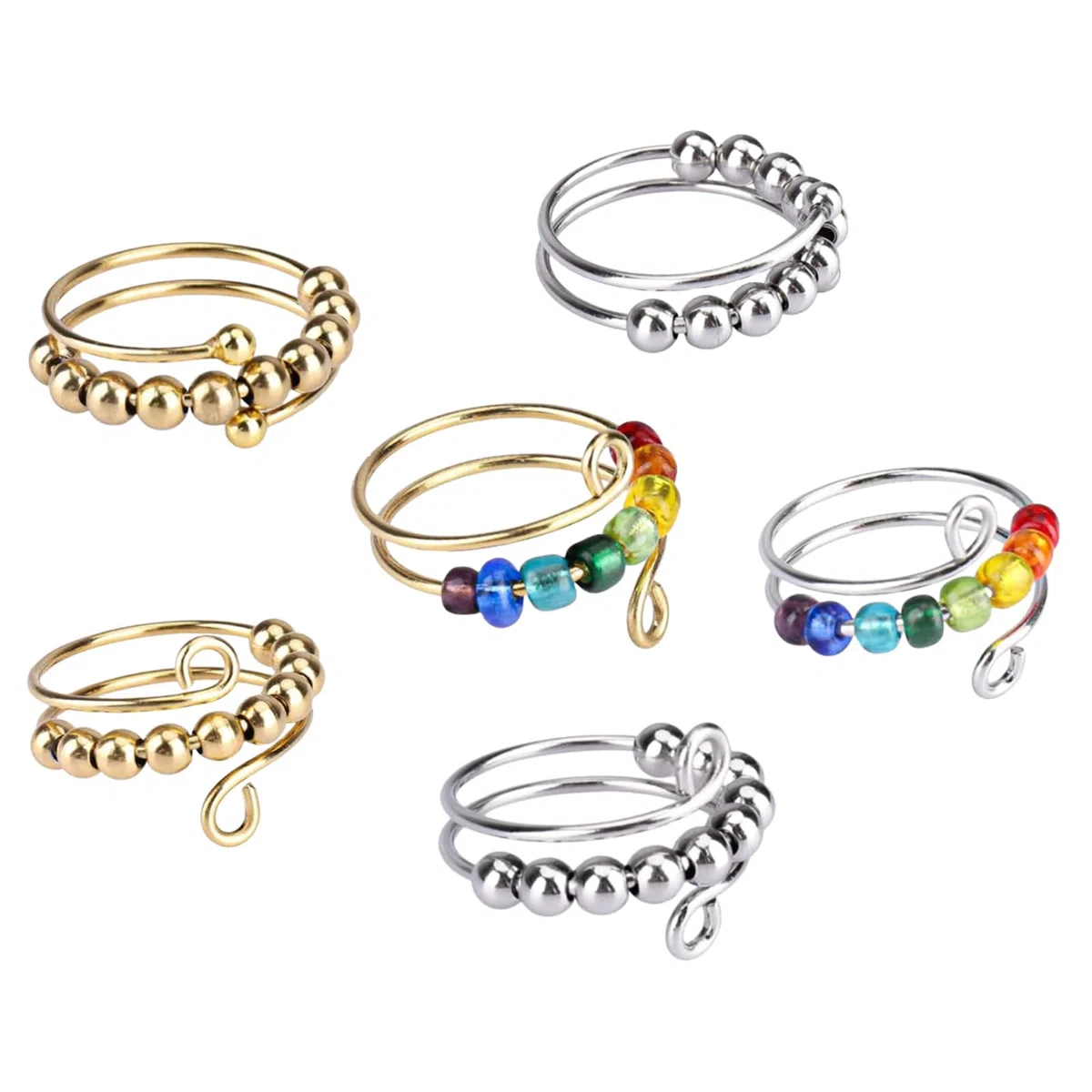 Anxiety Anxiety Fidget Ring Anti Stress Ring Anxiety Spinning with Perline Spinning with Perline Spinner Open Spinner Womens Anxiety Stressring Anxiety Stressring