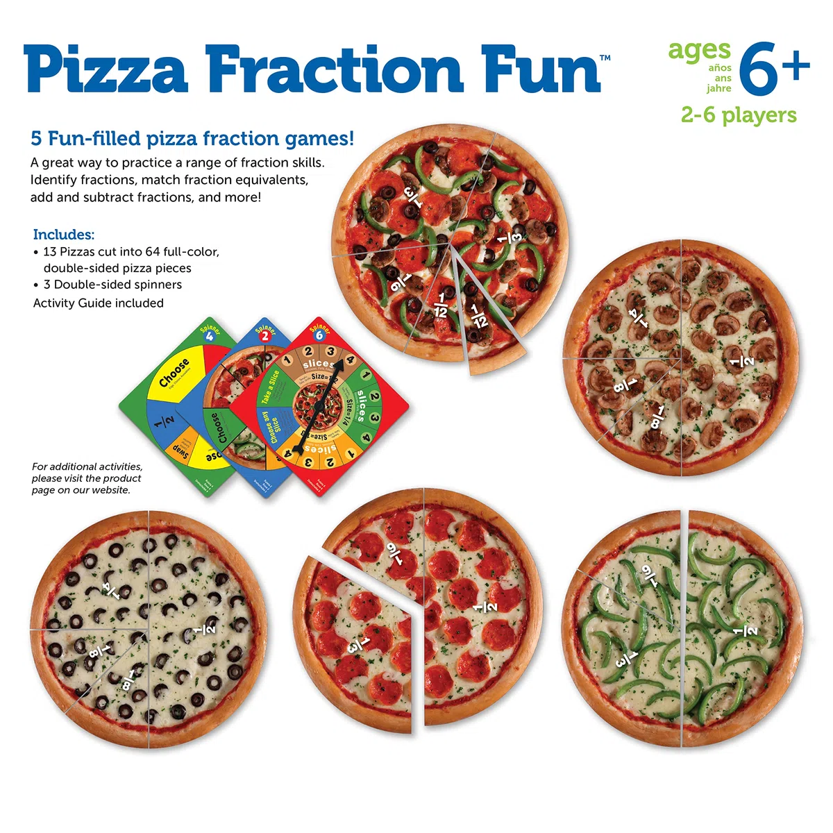 Learning Resources Gioco Frazioni di Pizza, dai 6 Anni, Apprendimento Matematica, Addizione e Sottrazione Frazioni, Gioco Educativo Divertente