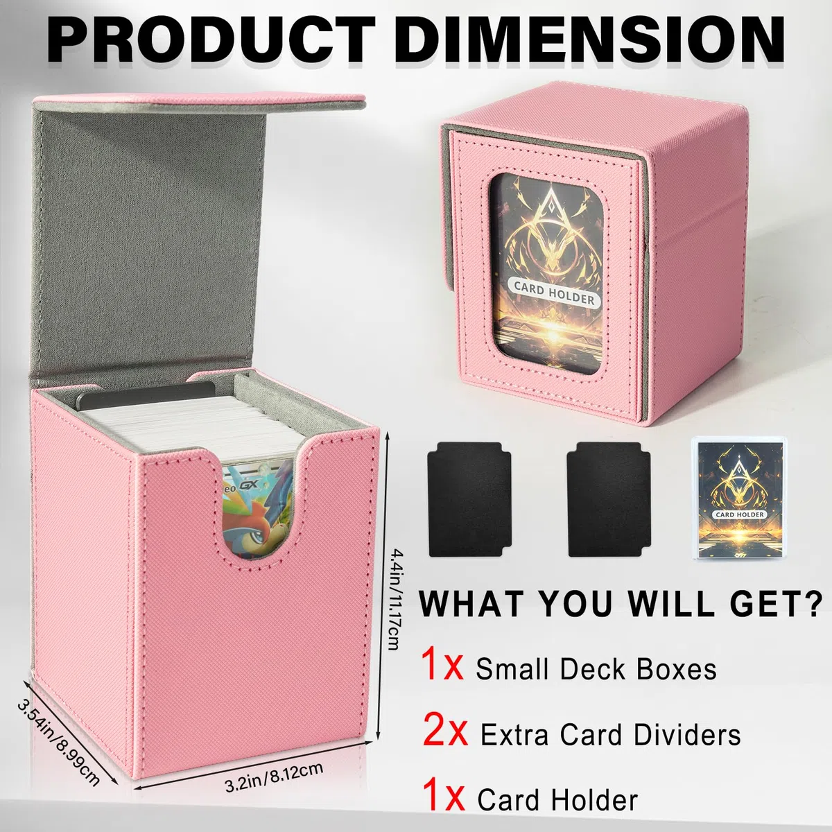 Scatola porta carte per MTG Commander, scatola magnetica per carte di credito, contiene 100 carte a doppia manica, rosa e grigio