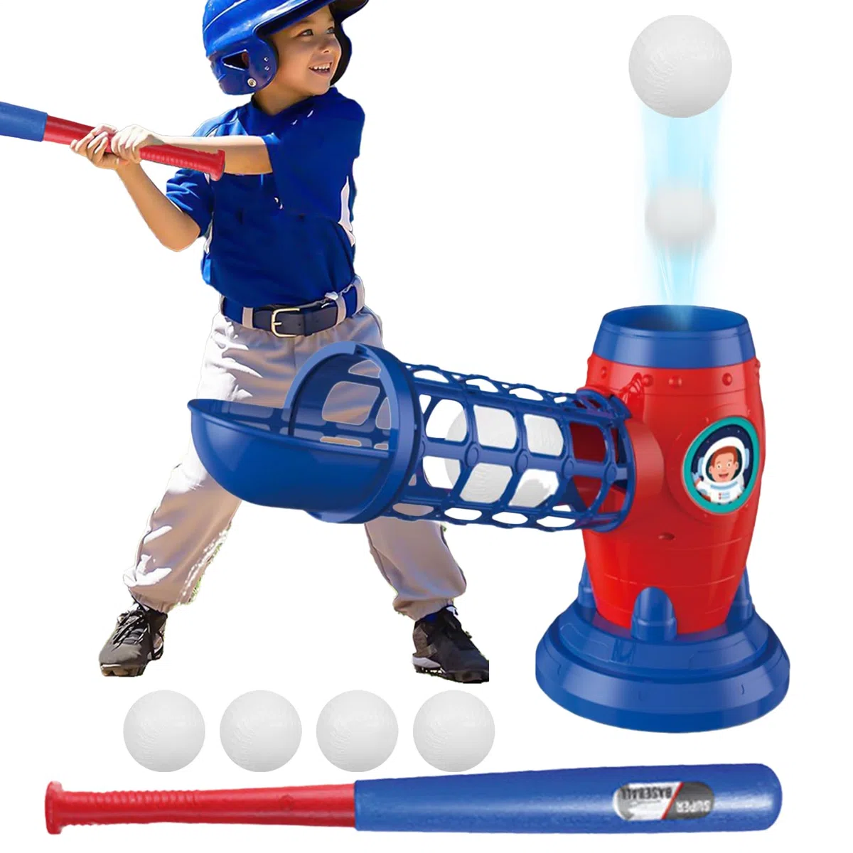 Lanciatore Di Baseball, Funzione Di Controllo Remoto, 1 Set, Set Da Baseball Per Bambini, Giocattolo Per Sport All'aria Aperta, Mazza Retrattile Con Palline, Per Giochi In Cortile E In Famiglia