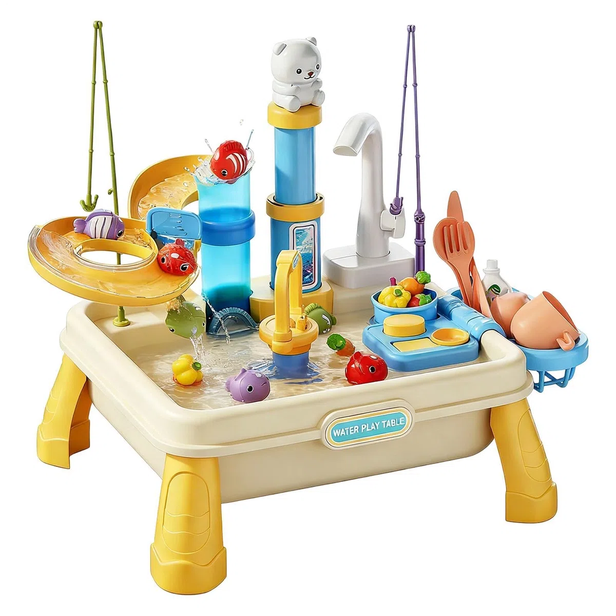 Tavolo Con Sabbia E Acqua - Bacino Con Pompa Elettrica, Set Da Gioco Sensoriale Di Dimensioni 46x28x30 Cm, Centri Gioco Educativi Nel Cortile, Robusta Stazione Per Spruzzi In ABS | Giocattolo