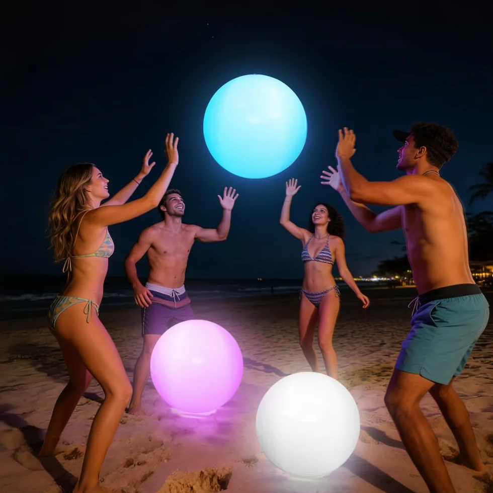 mizikuu 2 Pezzi Palloni da Spiaggia LED Gonfiabili, Luci Galleggianti Per Piscina con Telecomando Ø 40cm IP68 Impermeabile Illuminazione Pallone Galleggiante per Piscina, Giardino, Spiaggias, Feste