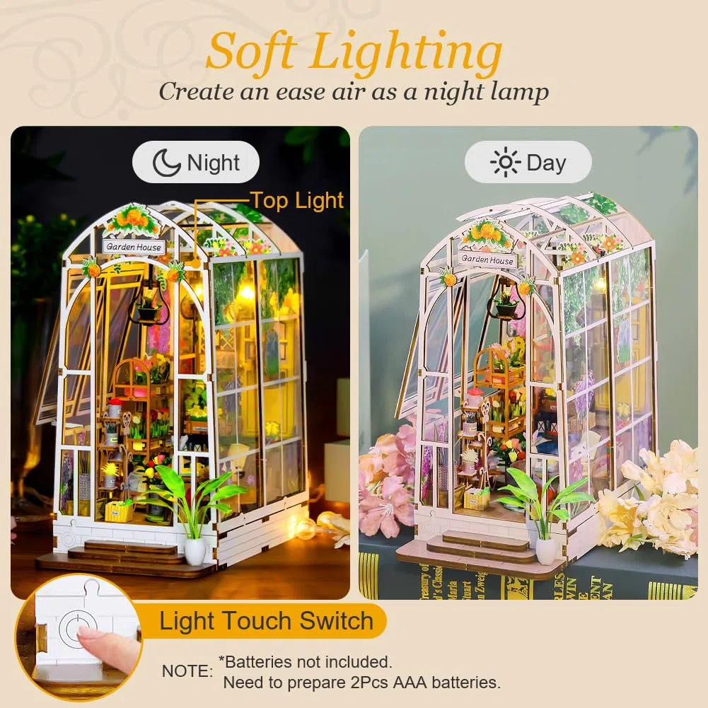 OSDUE Book Nook Kit, 9inch Kit per Casa Delle Bambole in Miniatura 3D, Set di Decorazione Della Libreria, Set di Costruzione di Modelli, Regalo di Natale Compleanno Modello di Casa Puzzle con Luci LED