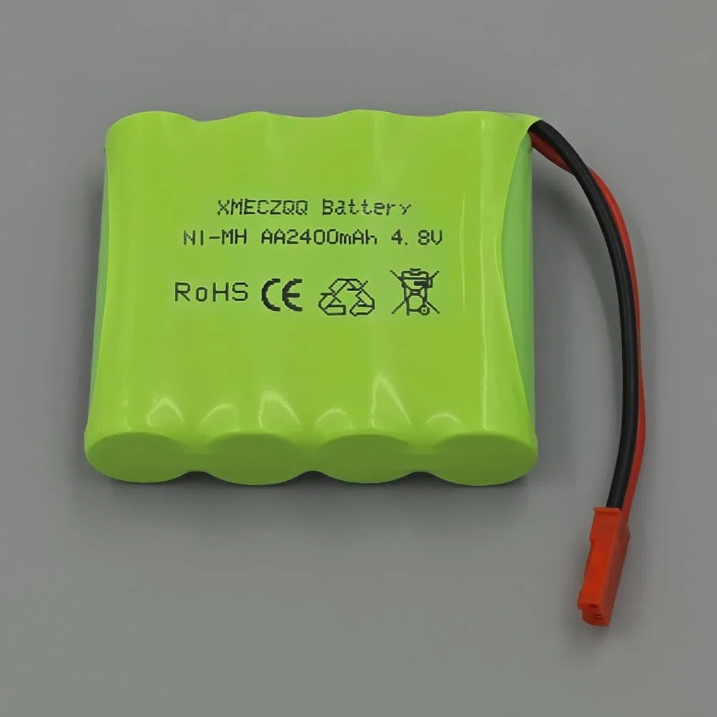 Batteria NiMH 4,8 V 2400 mAh, 2 batterie di riserva RC con spina JST, adatta per giocattoli telecomandati come auto telecomandate, veicoli di ingegneria telecomandati, telecomando