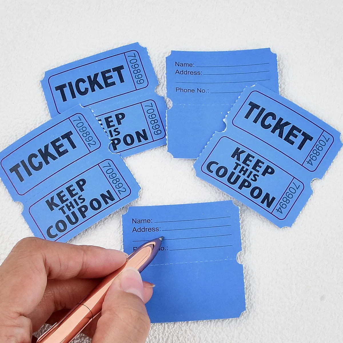 1000 Biglietti Della Lotteria (500 Paia), Doppio Rotolo, Numerazione Consecutiva, Rosso/Blu, Biglietti All'asta Macchina Della Lotteria per Eventi, Ingressi, Lotterie, Premi e Ricompense (Blu)