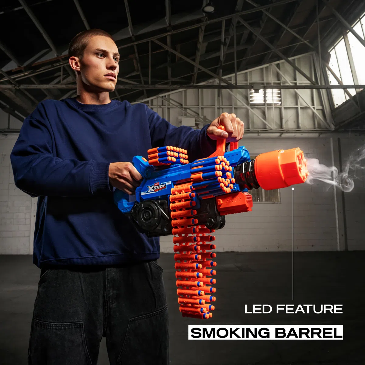 XSHOT Insanity Smoking Barrel Blaster con 72 dardi con tecnologia Air Pocket di ZURU, Dart Blaster con meccanismo fumante, giocattolo da usare all’aperto per bambini e bambine