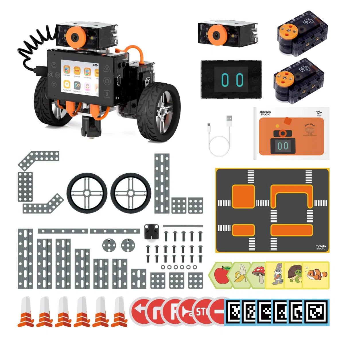 Robot di codifica per bambini dai 12 anni in su, MatataStudio Nous AI Set Robot programmabili Giocattolo Kit di codifica intelligente con fotocamera Kit di costruzione robot creativo per bambini per