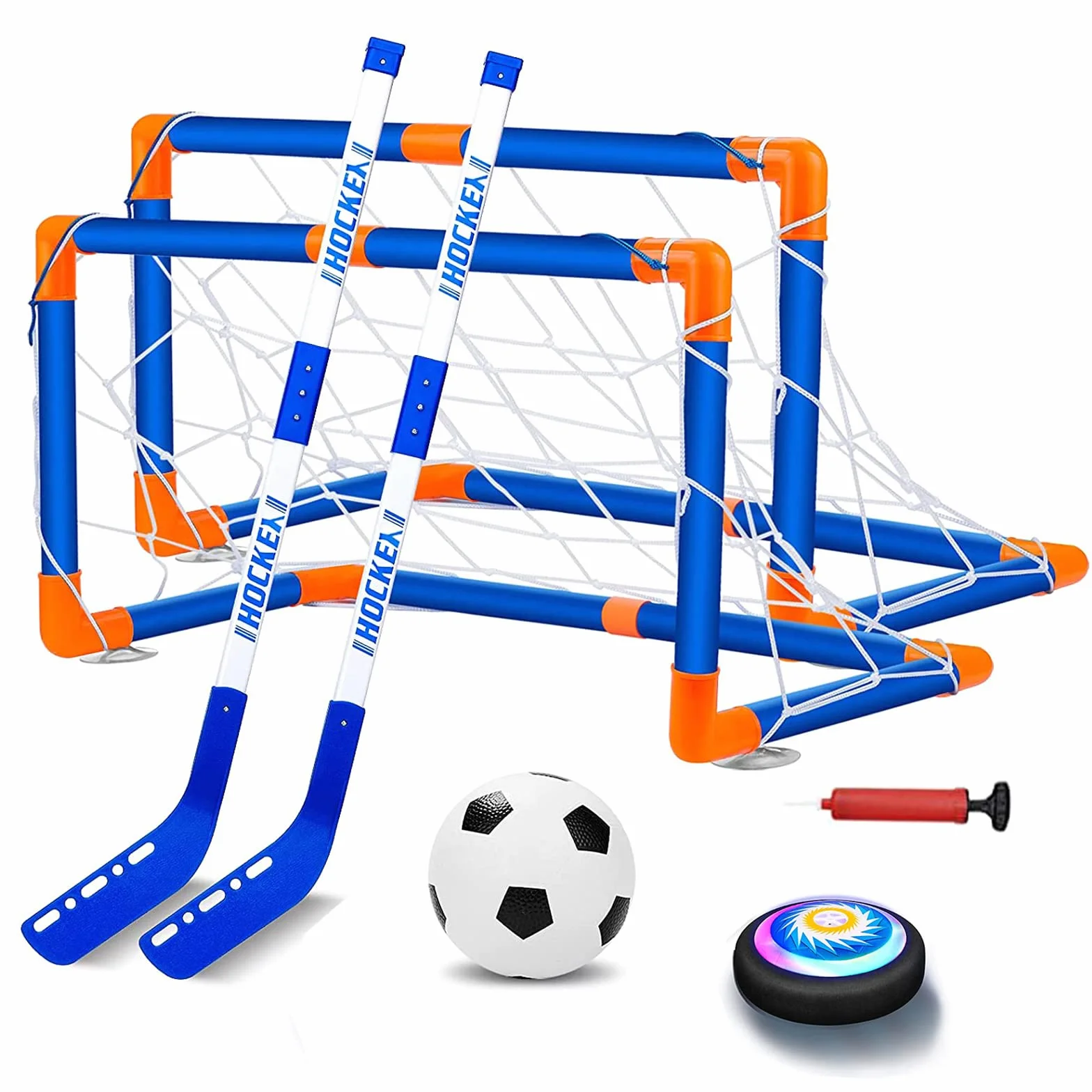 NIWWIN Set da calcio a LED ad aria, set da hockey, giocattoli da calcio per interni, giochi di calcio - Regali per ragazzi bambini 3 4 5 6 7 8 9 10 anni giocattoli