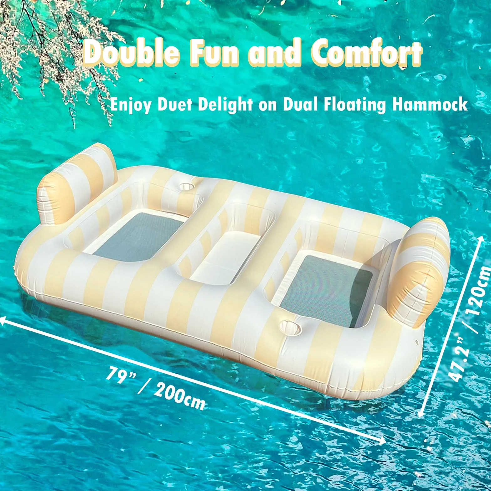 Float Joy Materassino Mare Gonfiabile Piscina Adulti Materasso Gonfiabili Giganti 200 x 120 cm Poltrona Gonfiabile Sdraio Lettino con Portabicchieri