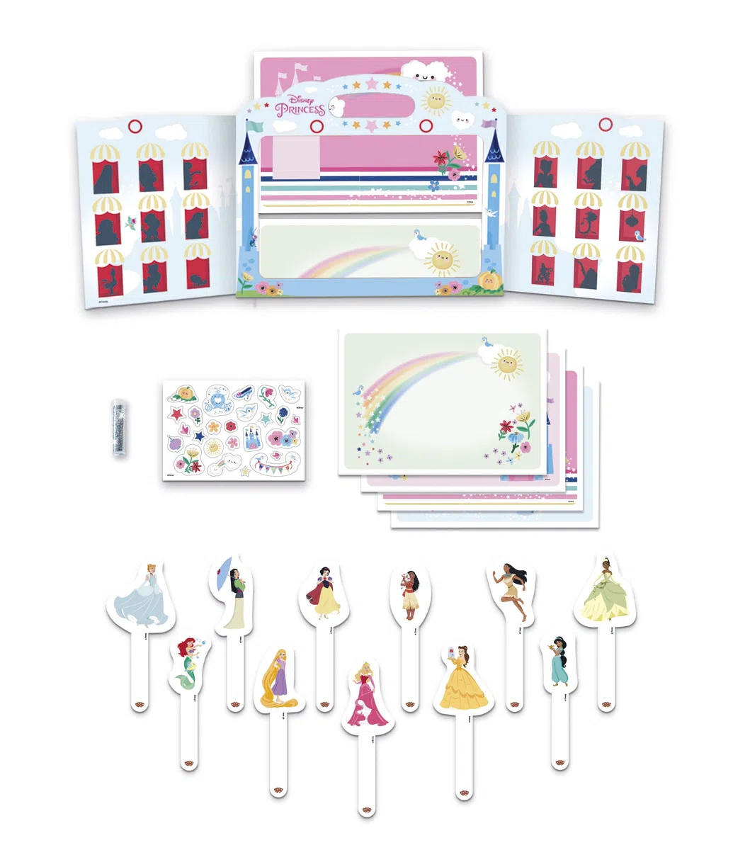 Clementoni - 18727 - Disney Princess Theatre - Teatrino in Cartone da Costruire, con Principesse Disney, per Inventare Storie, Gioco Creativo Bambina 7 Anni - Made in Italy