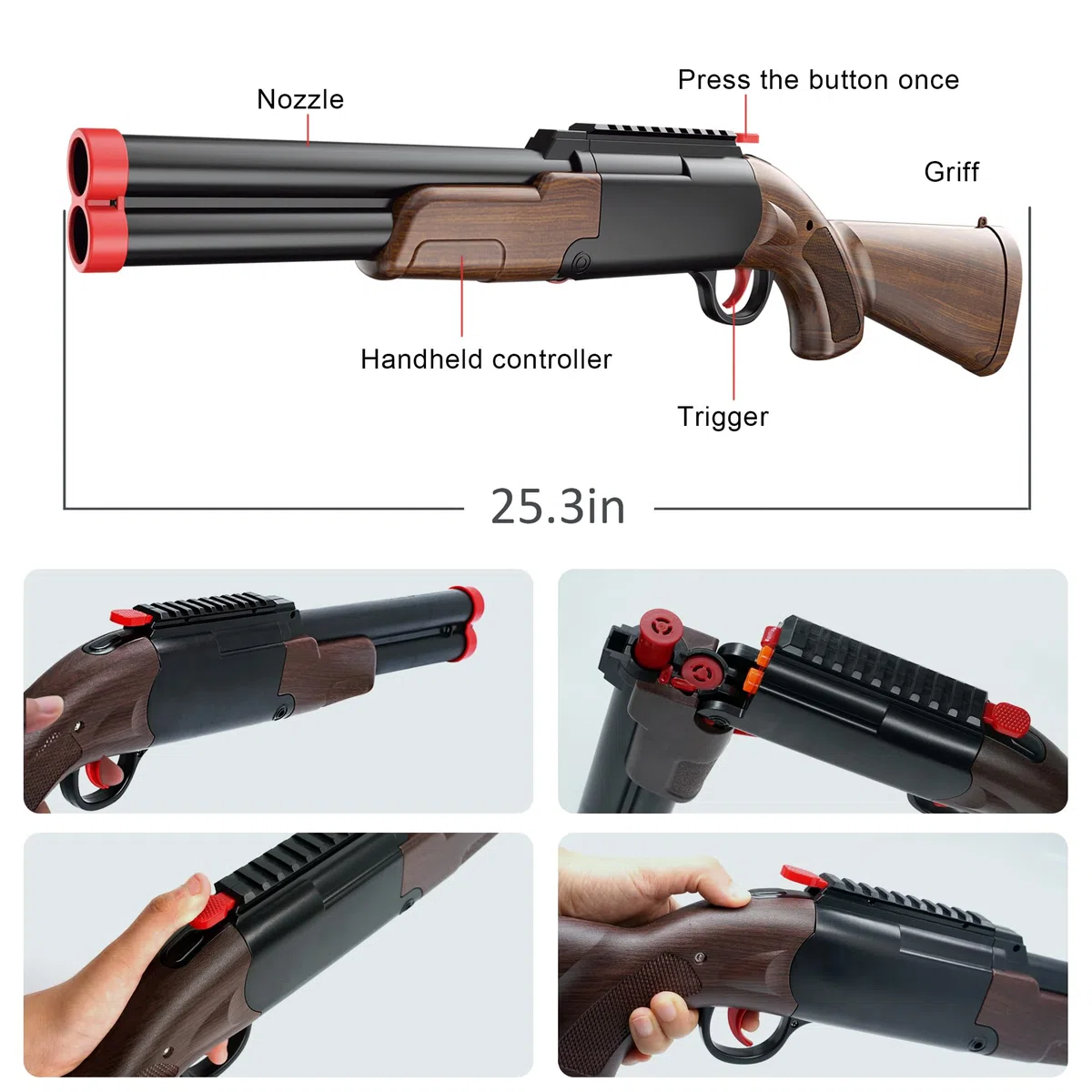 Pistola Giocattolo, Giocattolo a Doppia Canna, Giocattolo con 80 Proiettili Molli e Pistola esplosiva in schiuma EVA e 12 gusci vuoti, Regali di Compleanno di di Natale per Ragazzi Giovani 8 + Anni