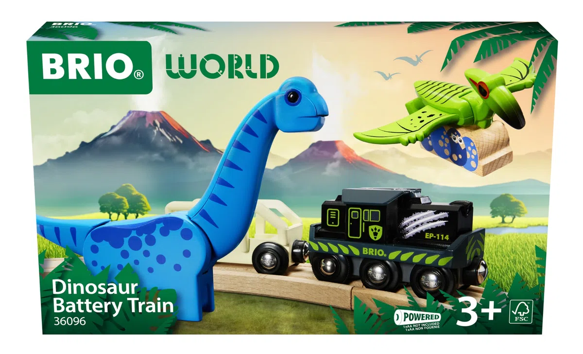 BRIO World - Treno a batteria di dinosauri 36096 - trenino giocattolo per bambini dai 3 anni in su