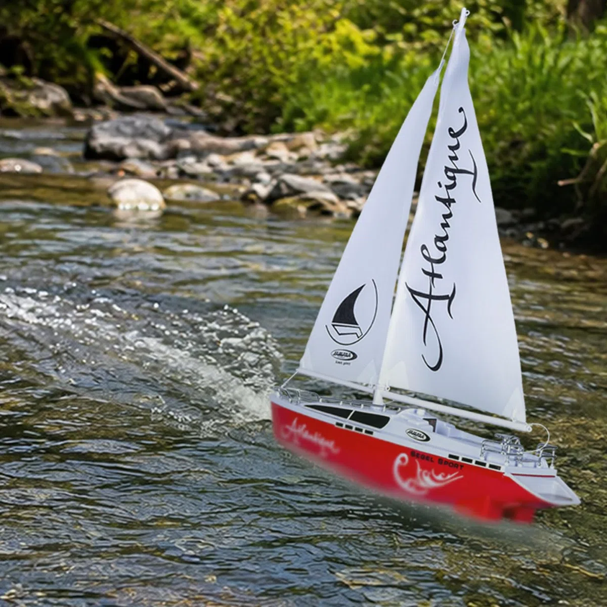 JAMARA 040250 - Barca a Velo Atlantique, 27Mhz, 2 Canali RTR, Rosso/Bianco
