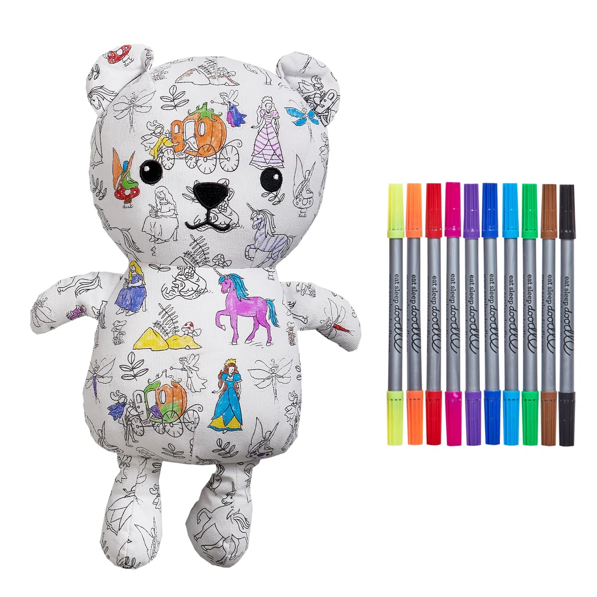 eatsleepdoodle Color In Fairytale Bear - Peluche da colorare con 10 penne lavabili
