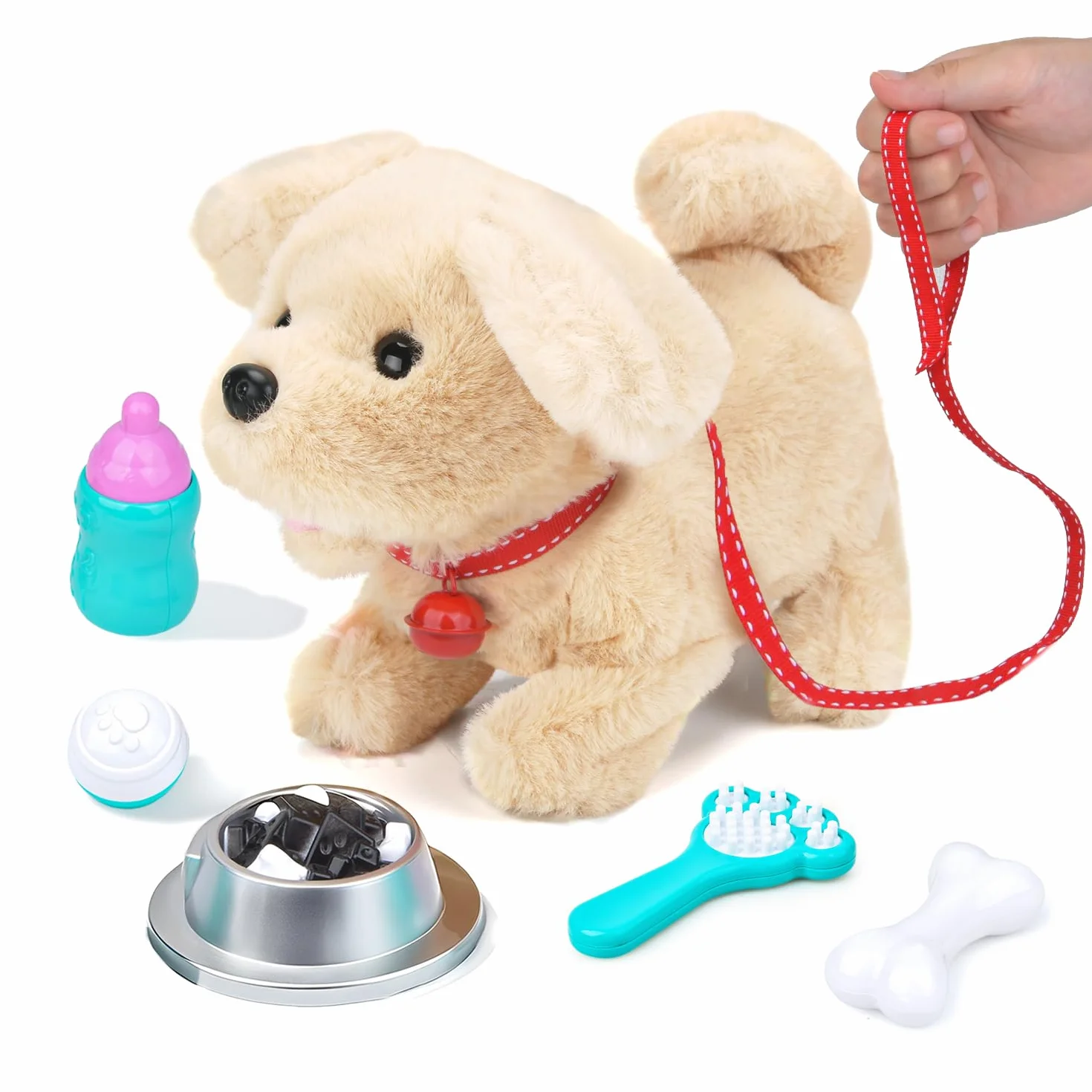 Giocattolo per cani per bambini con guinzaglio che corre e abbaia, giocattolo elettronico per animali domestici, gioco interattivo per cani con camminare, abbaiare, coda per bambini e bambine 2 3 4