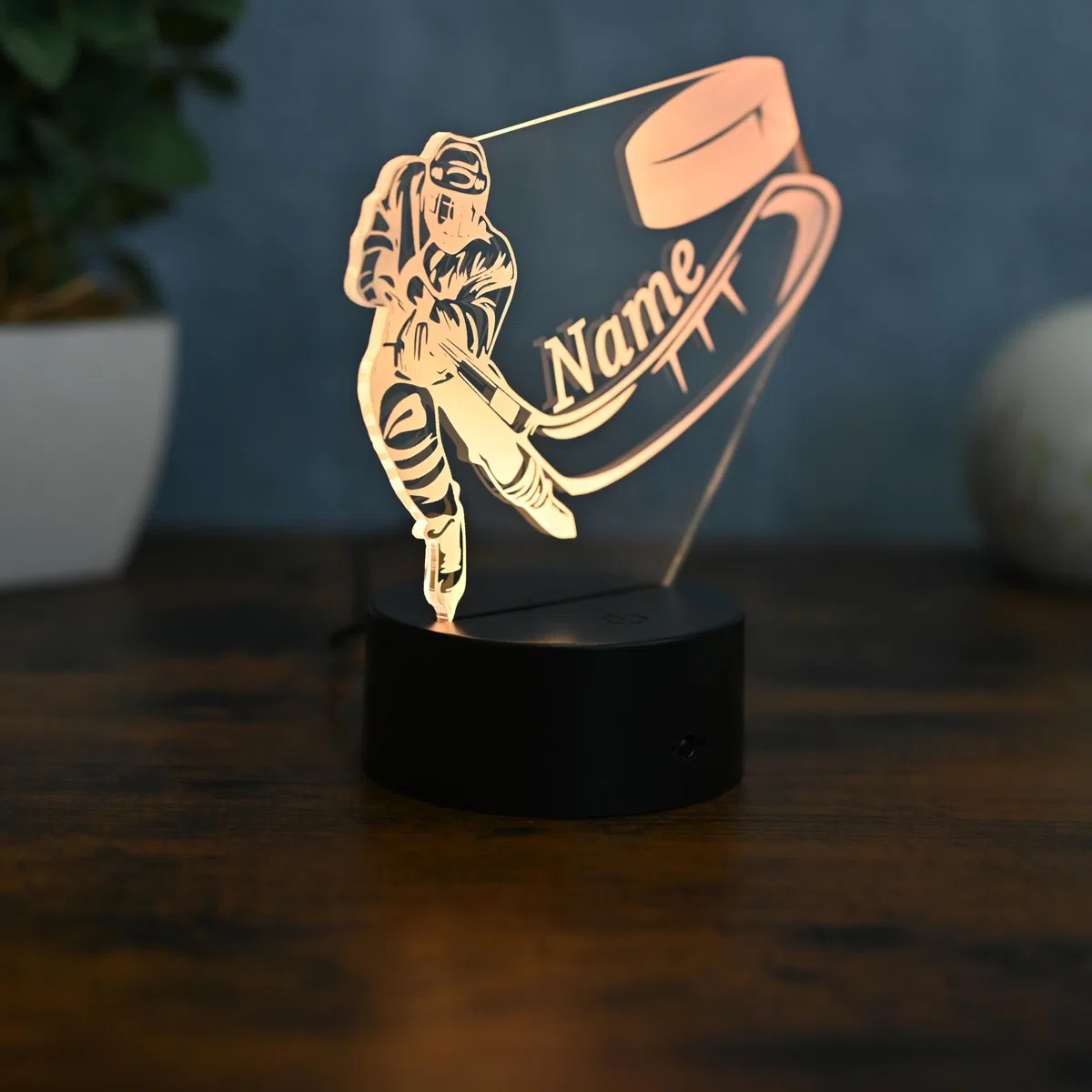 Lampada a LED per hockey su ghiaccio personalizzata: regalo per giocatori di hockey, decorazione da hockey, compleanno per bambini, idea regalo, luce notturna e decorazione per la casa