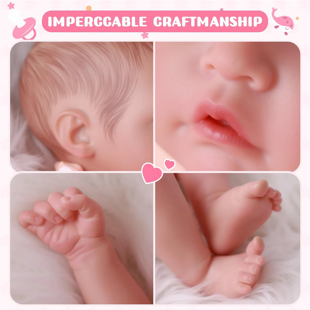 JIZHI Reborn Bambola Femmina da 17 Pollici, Bambole Neonata Realistico Con Occhi Aperti, Corpo in Tessuto Morbido, Arti Mobili, Con Set di Vestiti e Accessori, Regalo Giocattolo per Maschio e Femmina