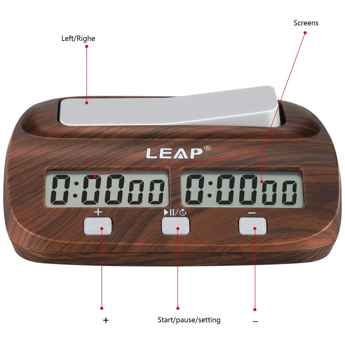 LEAP Orologio da Scacchi per Giochi da Viaggio, Timer Scacchi Professionale Conto alla Rovescia, Orologio Timer da Corsa, Mini Display Digitale Multifunzione da Viaggio