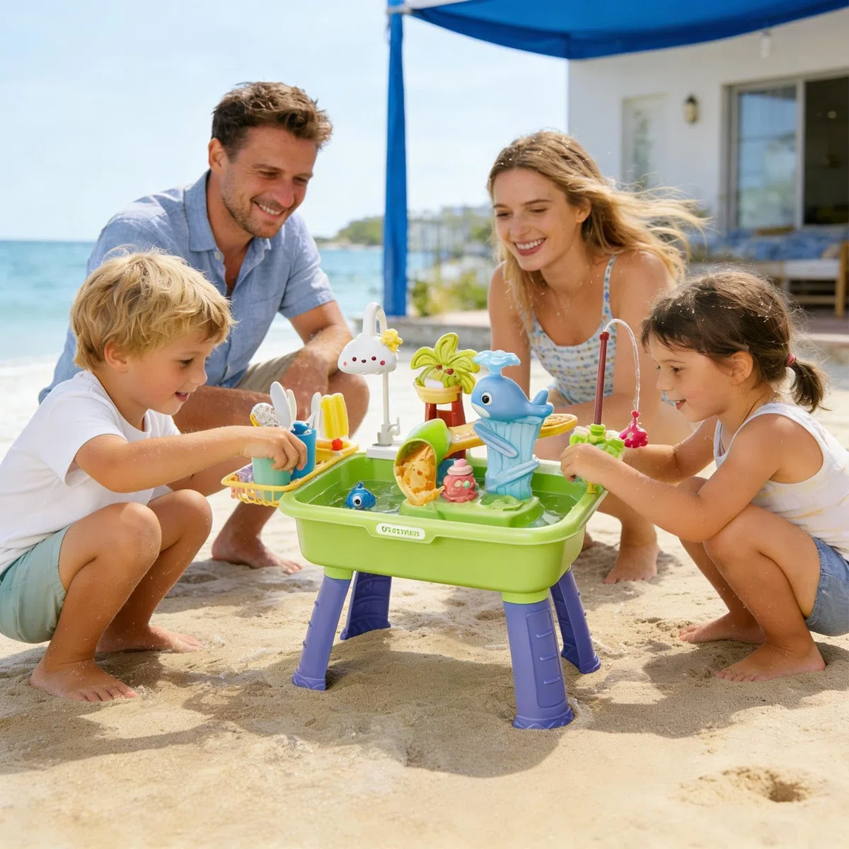 Tavolo DellAcqua per Bambini con Acqua Corrente 54x29x53cm Tavolo d'Acqua con Rubinetto Elettrico,Lavandinos Gioco 4 in 1 con Pompa,Giocattolo Sensoriale con Acqua,per Bambini Dai4 agli 8