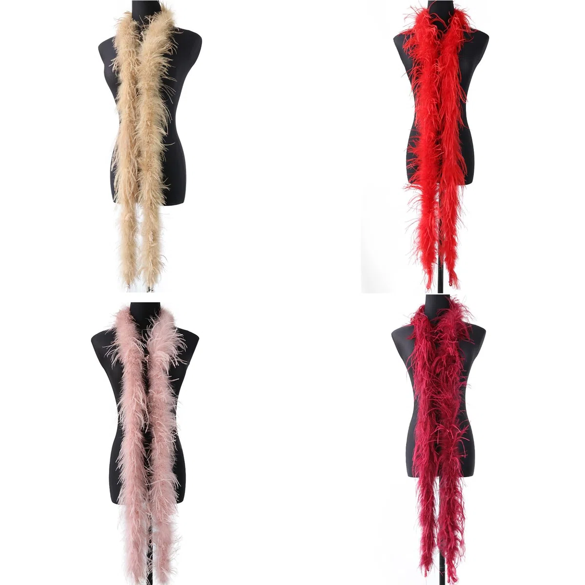 Boa di piume, soffice mazzo di piume, lunghezza circa 2 m, ghirlanda di piume, sciarpa in tinta unita, con piume di struzzo, accessorio per costume Charleston, anni '20, flapper carnevale, nero