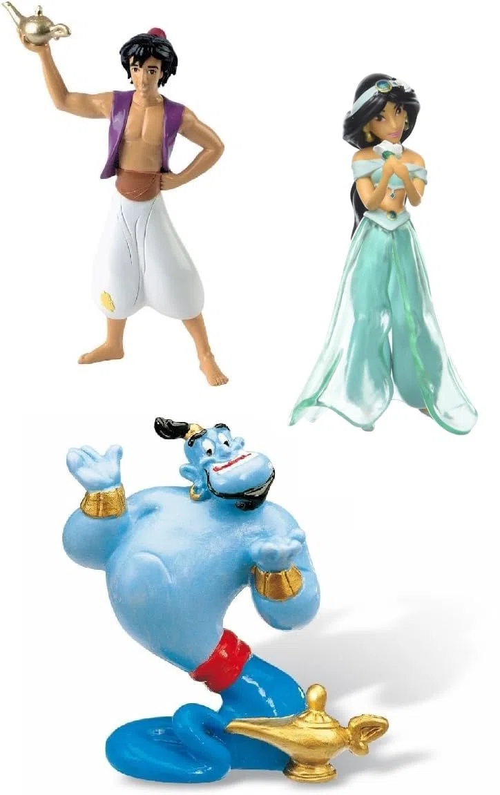 Bullyland Set Aladdin Genio Jasmine, Statuette senza PVC, Gioco Immaginativo, Collezionabile, Multicolore, Dipinta a Mano, Walt Disney, Cake Design, Altezza 8-13cm